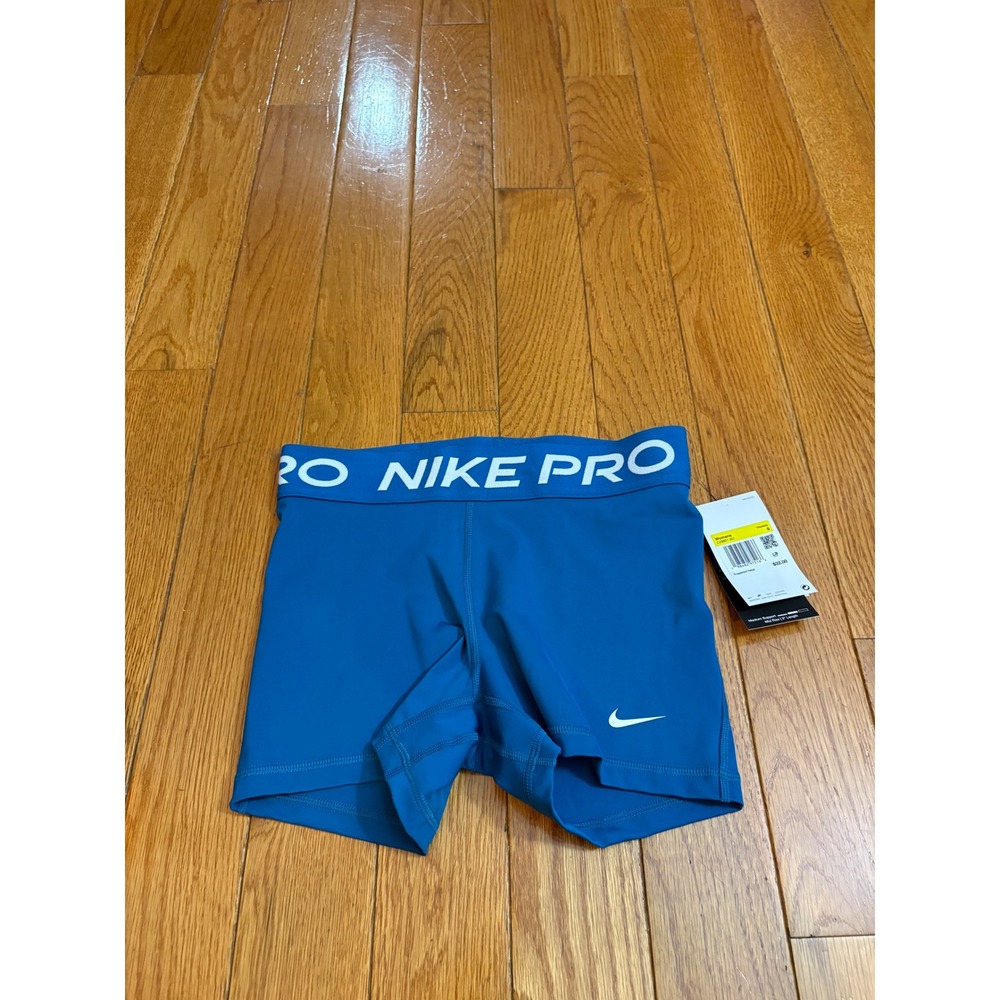 New Nike Pro Women's Blue Training Shorts Mid Rise 3 Inch Length Size XS S M L